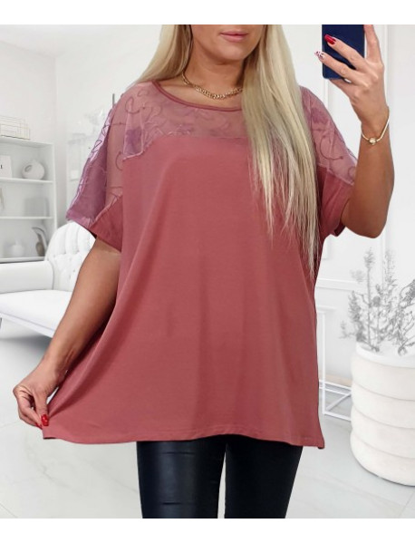 SLABORUŽOVÁ VEĽKÁ BLÚZKA PRE MOLETKY s čipkou - BETTY FASHION
